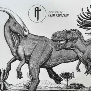 Gorgosaurus hunting Parasaurolophus